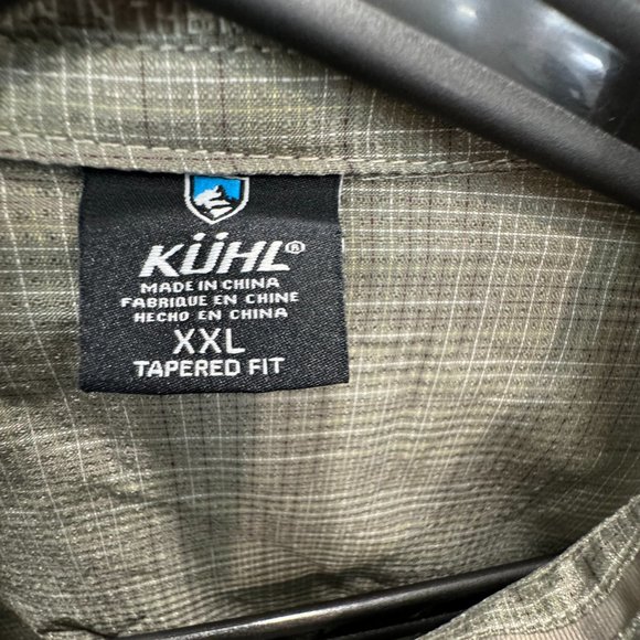 Kuhl Shirt Mens 2XL Olive Green Check Hiking Camping Rucking Walking Outdoor - Picture 2 of 6